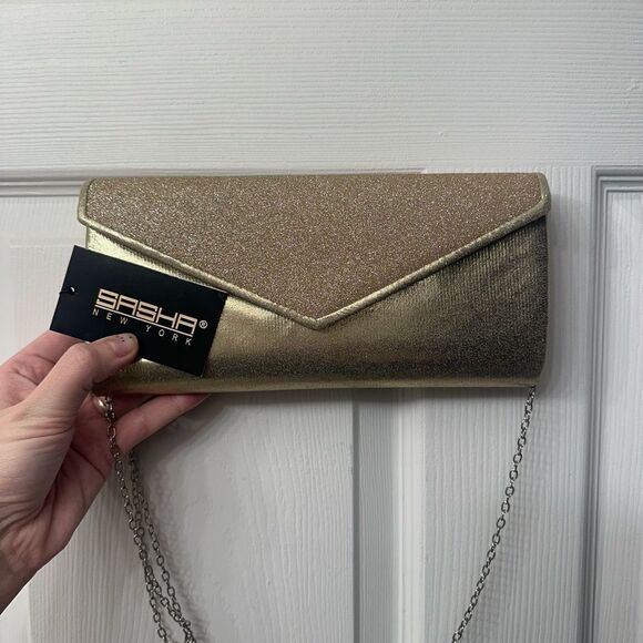 Women’s Golden Clutch With Strap - Picture 1 of 4